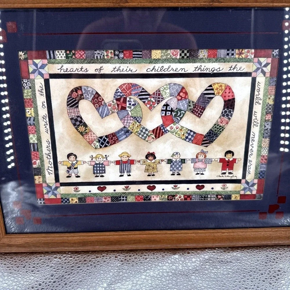 Home Interiors Gifts Chuck‎ Hughey Mothers Hearts Children Framed Folk Art Print